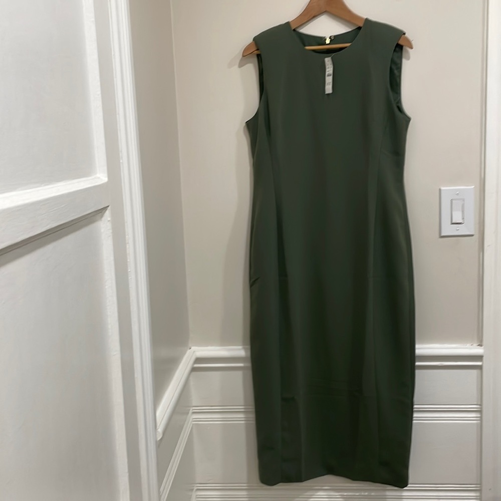 J. Crew Sleeveless Olive Midi Sheath Dress
